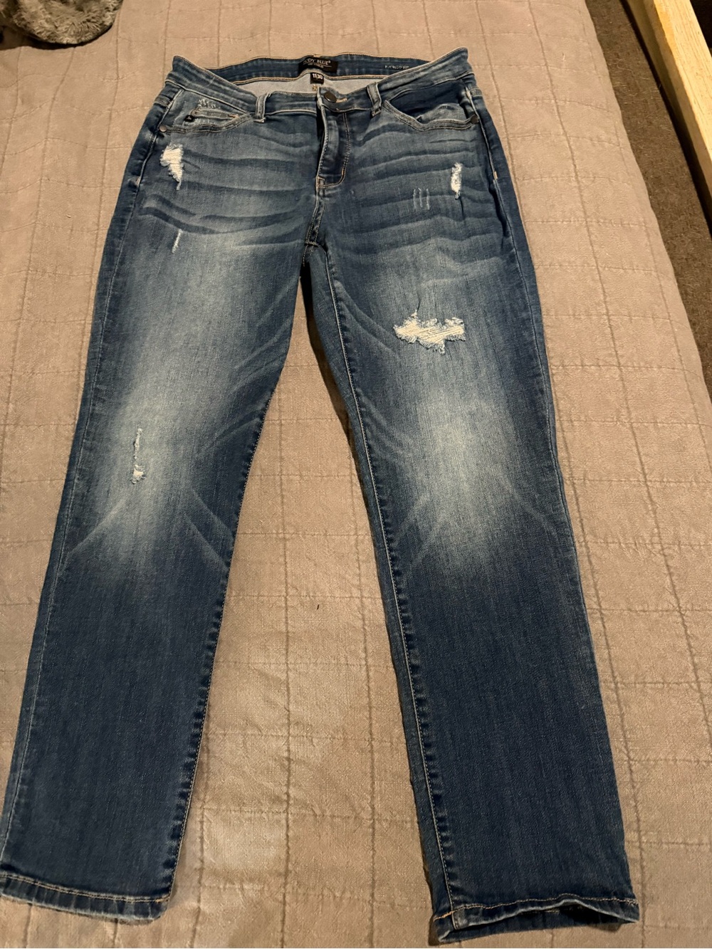 Judy Blue Distressed Dark Blue Boyfriend Jeans